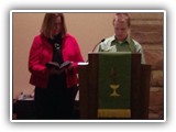 Hunter Jeffres and his mentor from Confirmation Class, Roxie Anderson, read the Scripture during the worship service on 1/26/14