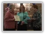 Sharon Sayers is recognized as the 2014 Quiet Disciple by Joleen Marquardt and Pastor Lesley Matschke on March 30, 2014